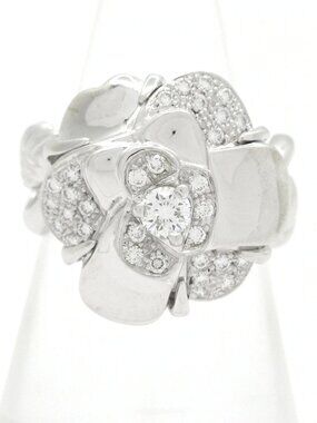 CHANEL Camellia J1615 18K White Gold Diamond Ring #5 3/8